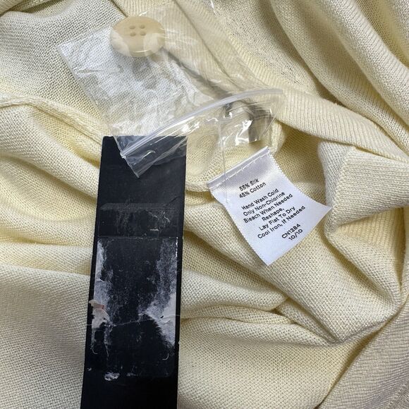 New Talbots Yellow Silk Cotton Button Cardigan Sweater Thin Knit Plus 1X Petite - Picture 8 of 8